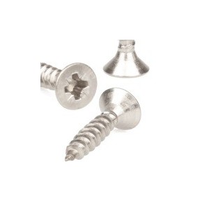 M4x20 Wkręt do drewna łeb stożkowy krzyżak chromoniklowy A2/304